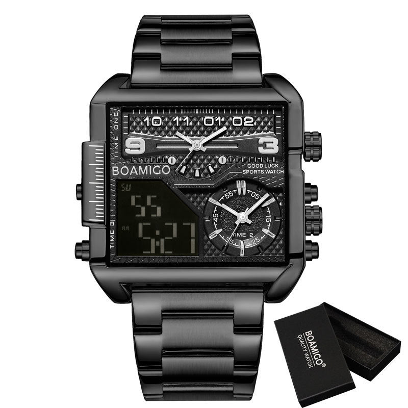 men's square steel watch, view 4 - MRSLM