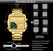 men's square steel watch, view 2 - MRSLM