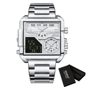 men's square steel watch, view 3 - MRSLM