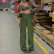 high waist corduroy straight pants, view 3 - MRSLM