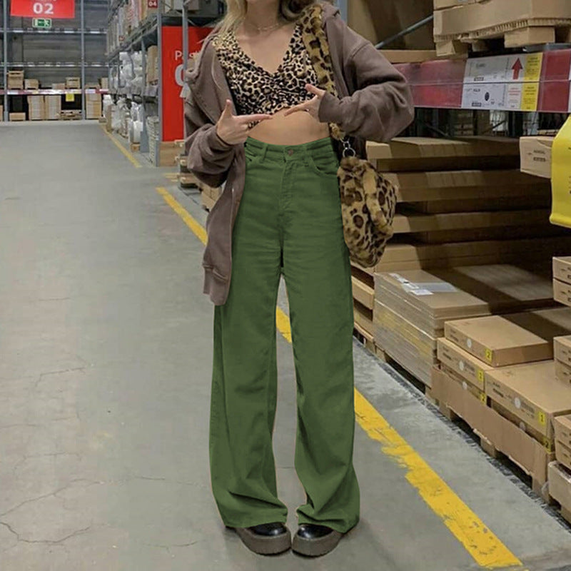 high waist corduroy straight pants, view 3 - MRSLM
