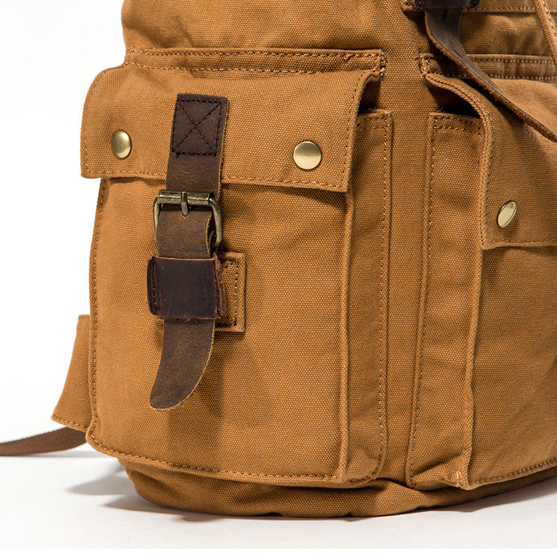 retro canvas rucksack, view 5 - MRSLM