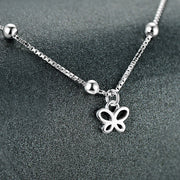 silver butterfly anklet, view 3 - MRSLM