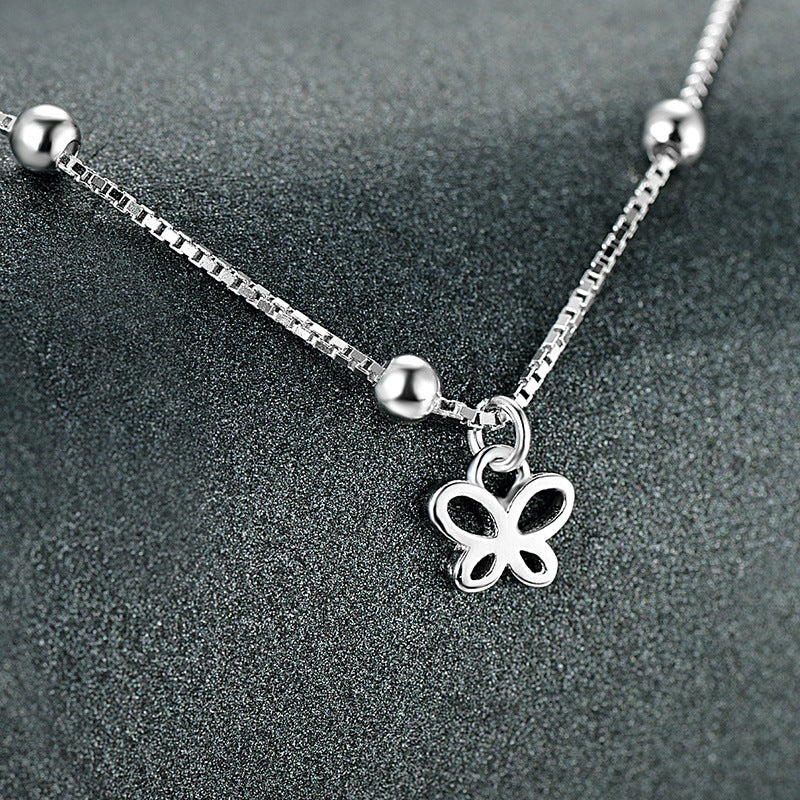 silver butterfly anklet, view 3 - MRSLM