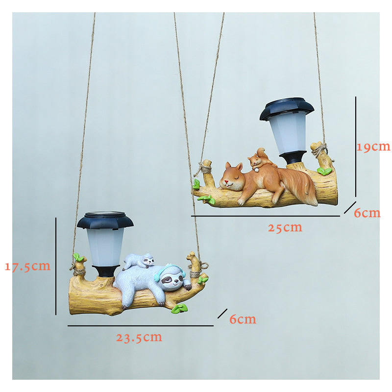 solar-powered resin sloth squirrel statue, view 8 - MRSLM