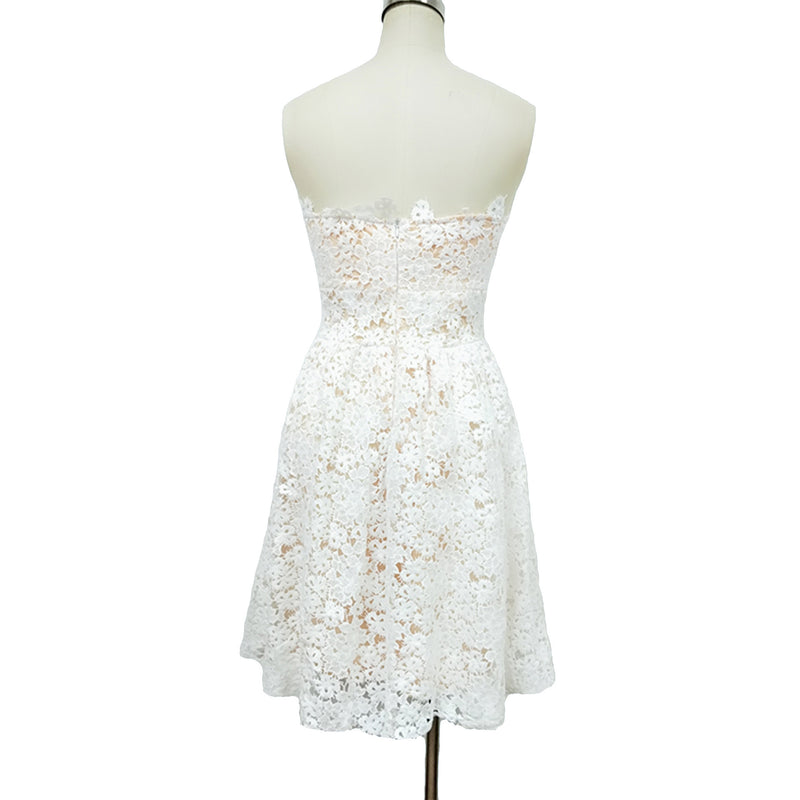 womens white floral wrapped chest evening dress, view 5 - MRSLM