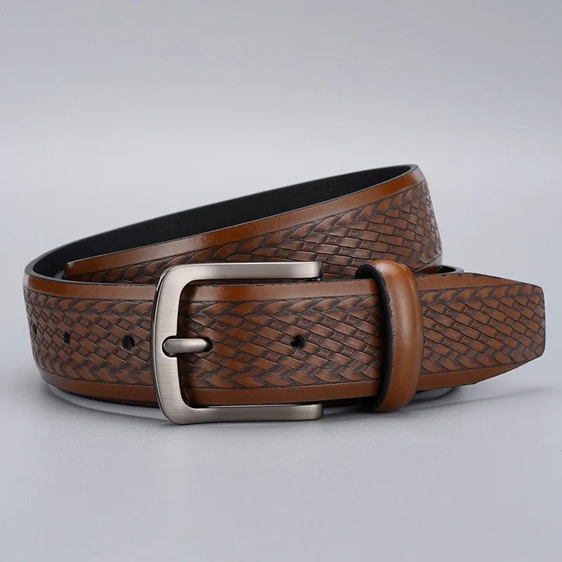 men's vintage braided embossed PU belt, view 6 - MRSLM