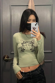 women's vintage print long sleeve t-shirt, view 7 - MRSLM