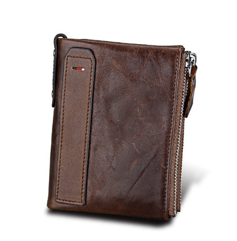 men's short RFID leather wallet, view 12 - MRSLM