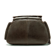 crazy horse leather flap backpack, view 3 - MRSLM