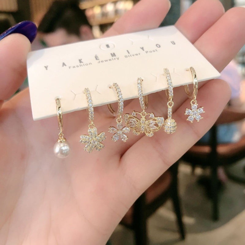butterfly daisy flower earrings, view 3 - MRSLM