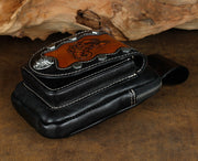 men's leather belt pouch waist bag, view 3 - MRSLM