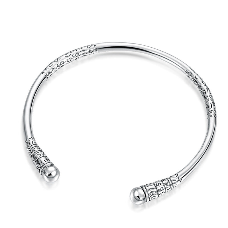 silver hoop stick bangle, view 5 - MRSLM