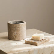 natural travertine stone storage container, view 2 - MRSLM