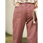 high waist wide-leg cotton jeans, view 5 - MRSLM