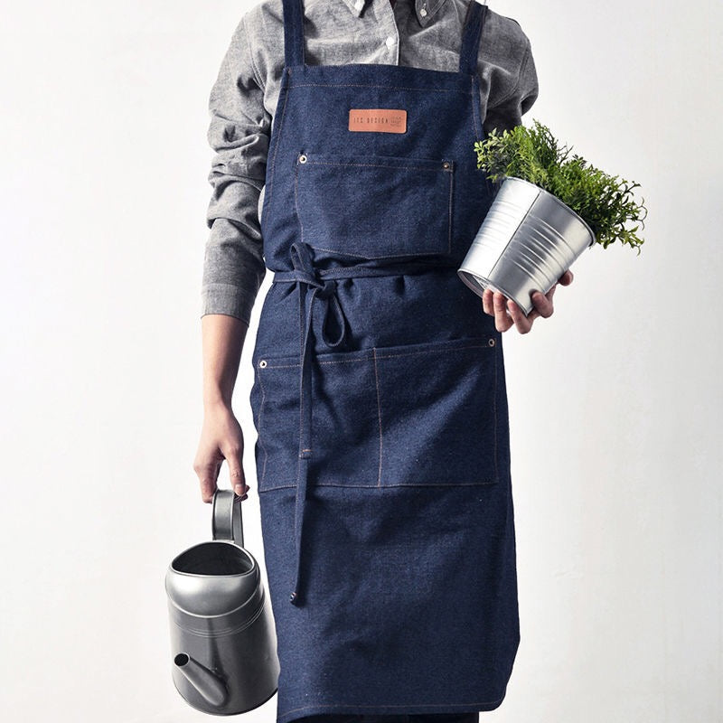 Thick cotton denim kitchen apron - MRSLM
