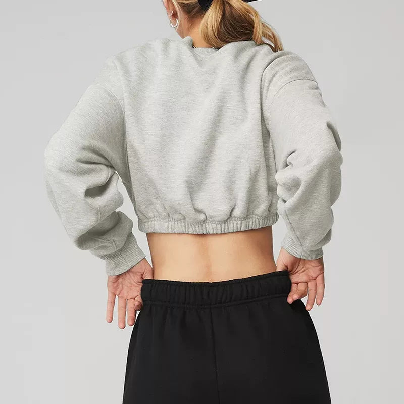 chic cotton cropped hoodie for women, view 6 - MRSLM