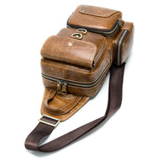 stitched front pocket leather bag, view 3 - MRSLM