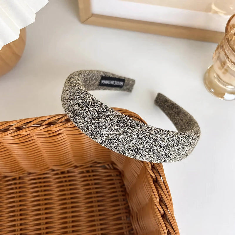 elegant retro plaid wide hairband, view 4 - MRSLM