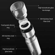 insulated glass water bottle with tea infuser, view 6 - MRSLM