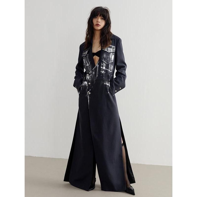 women's long slit blazer, view 4 - MRSLM
