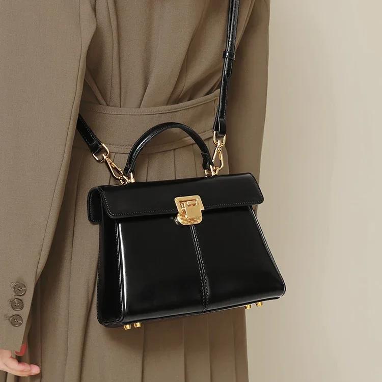 leather crossbody handbag with scarf decor, view 4 - MRSLM