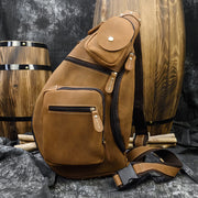 Retro men's crazy horse leather chest bag, view 7 - MRSLM