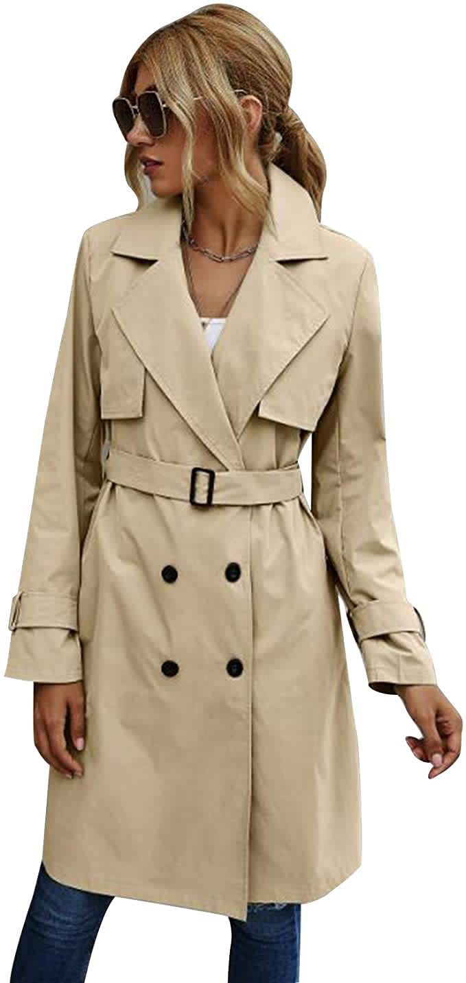 women's double-breasted trench coat, view 9 - MRSLM