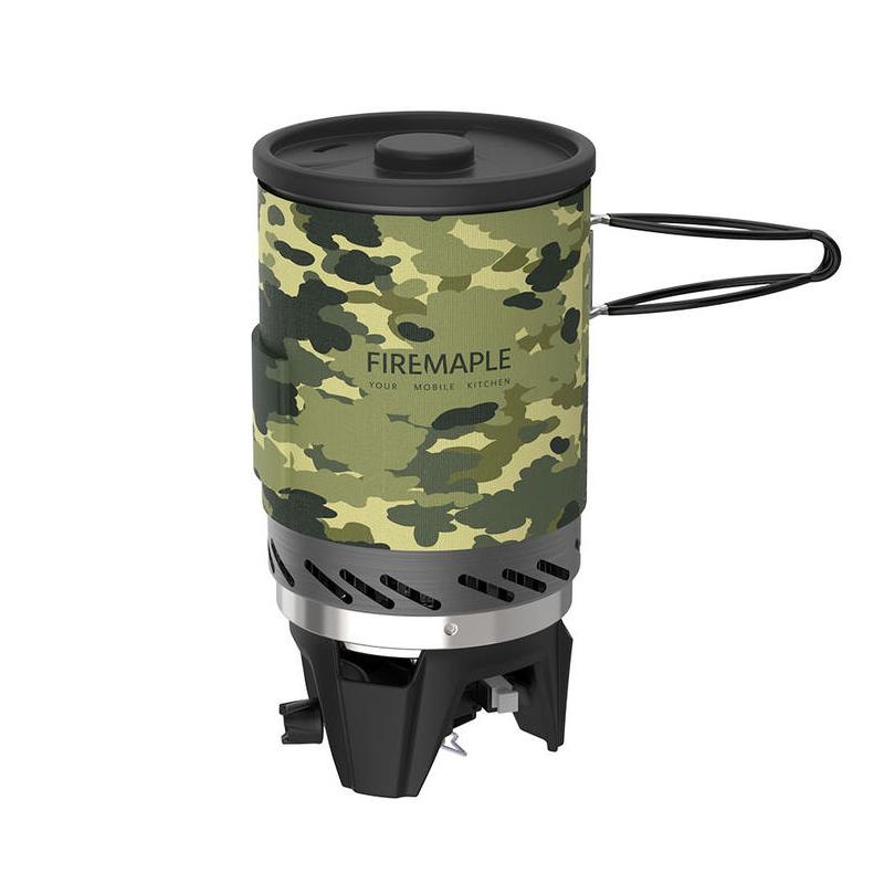 camouflage camping gas stove cooking system, view 2 - MRSLM