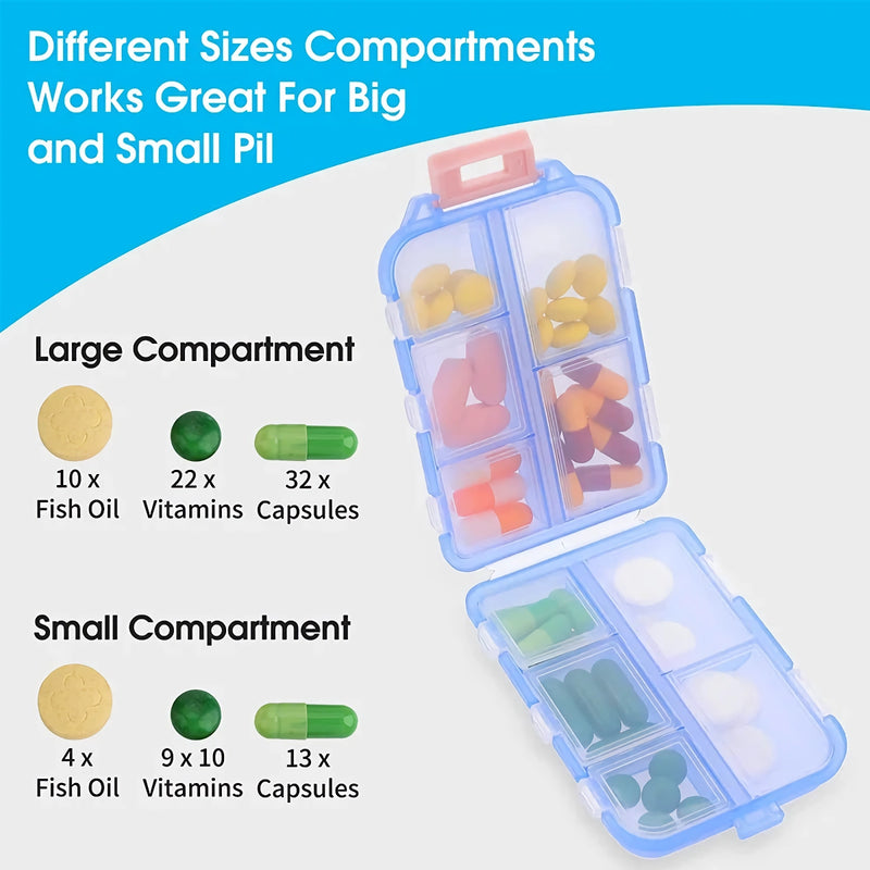 travel pill organizer case with 10 compartments, view 8 - MRSLM