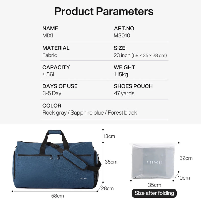 convertible garment duffel bag with shoe pouch, view 9 - MRSLM