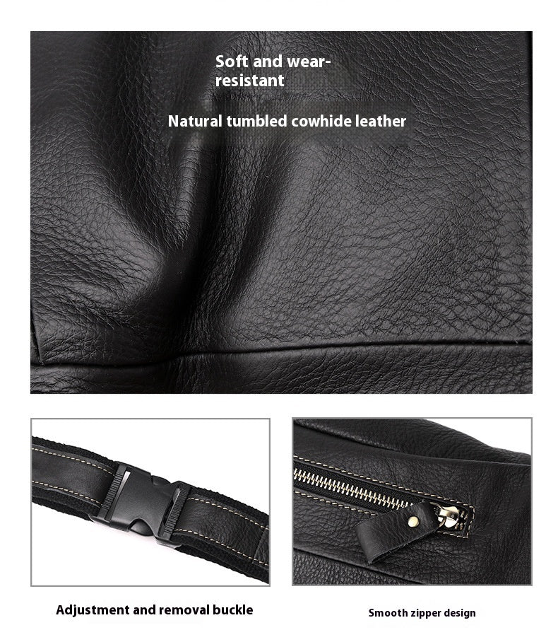 Retro cowhide messenger bag, view 10 - MRSLM