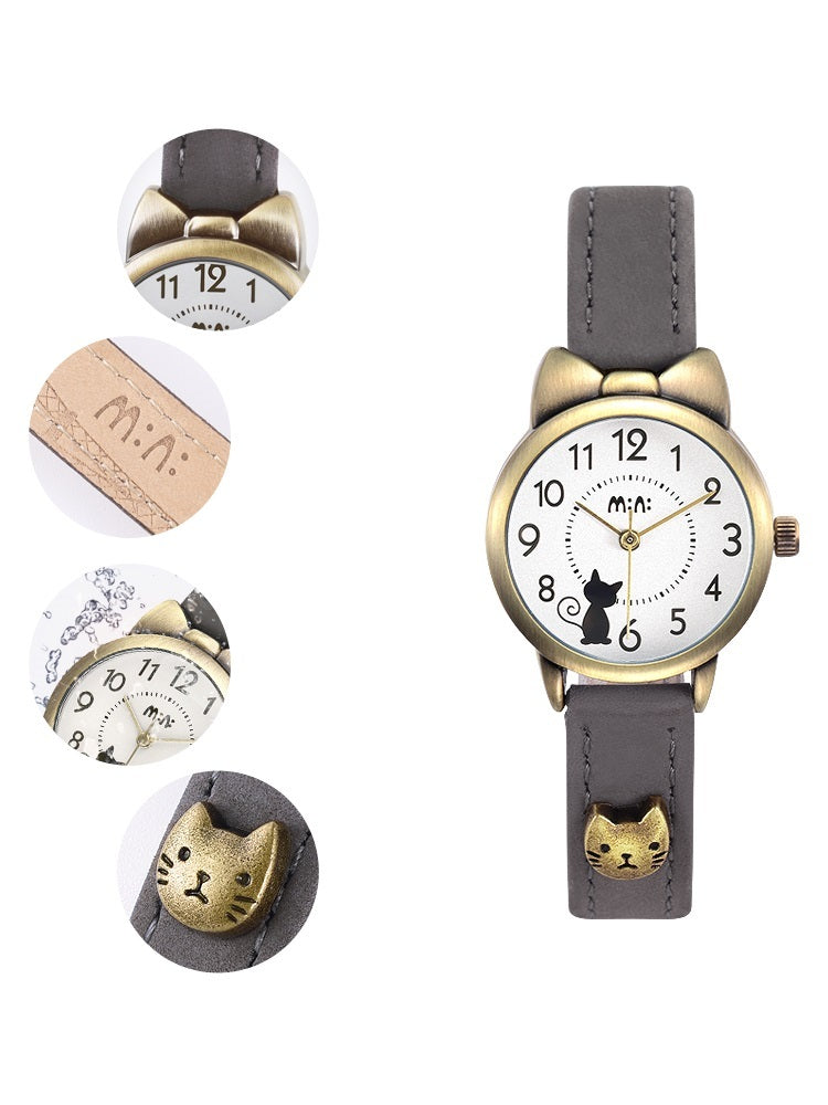 women's leather strap quartz watch, view 2 - MRSLM