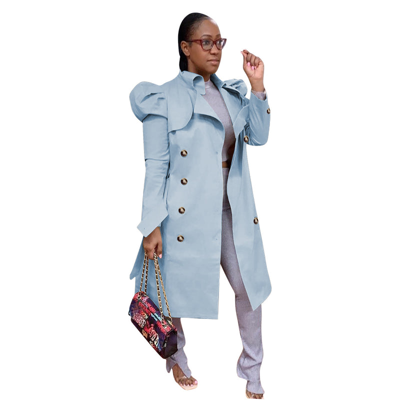 long belted trench coat in a plain color, view 7 - MRSLM