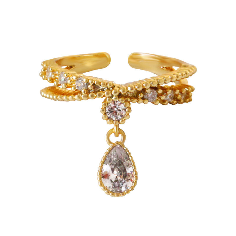 zircon drop crown ring, view 2 - MRSLM