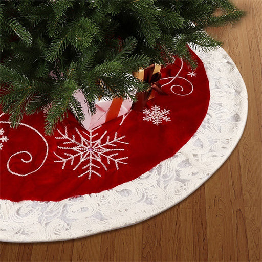 red velvet snowflake tree skirt - MRSLM