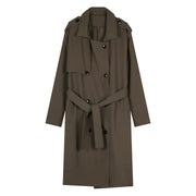 double breasted simple trench coat men with belt, view 5 - MRSLM