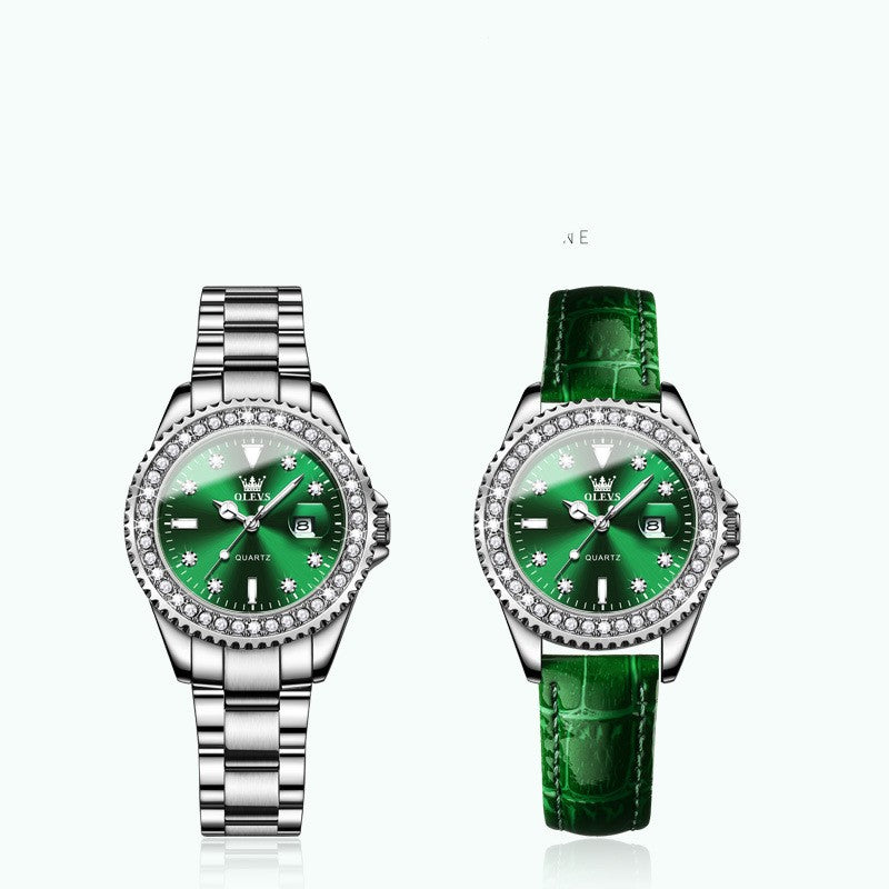 women's encrusted bezel quartz watch, view 4 - MRSLM