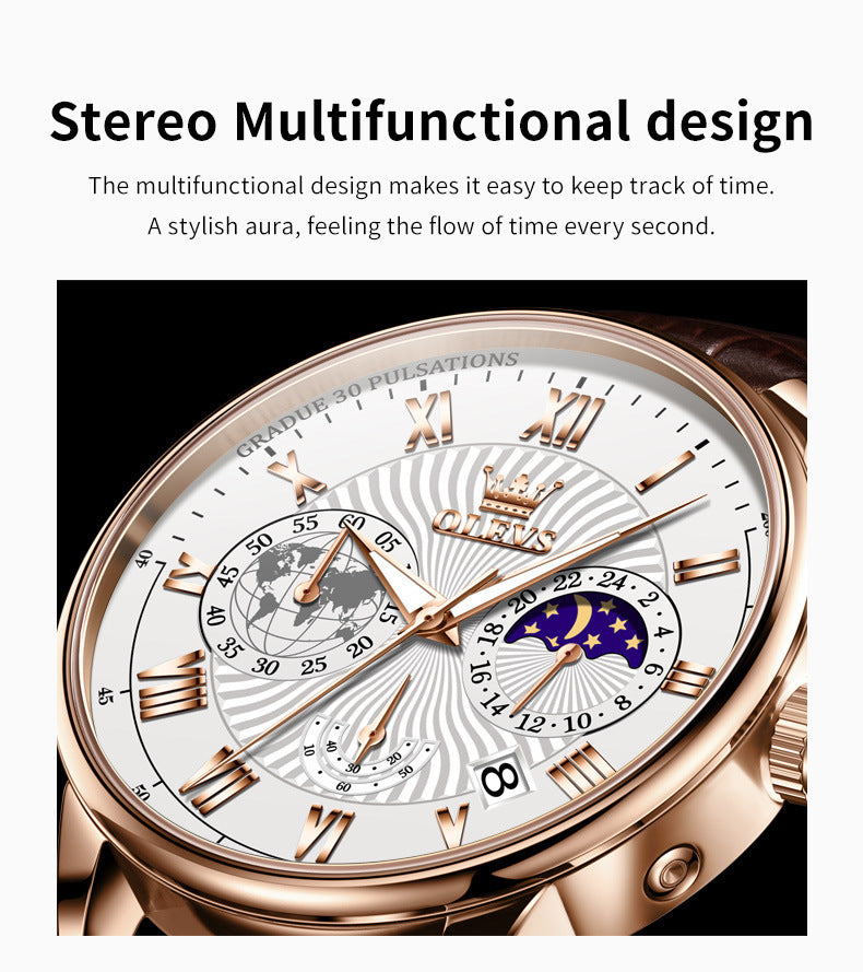 multifunctional business quartz watch, view 7 - MRSLM