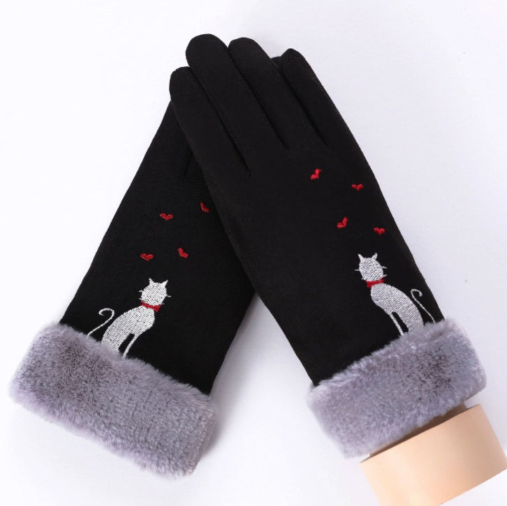Women's plush-lined suede touchscreen gloves, view 21 - MRSLM