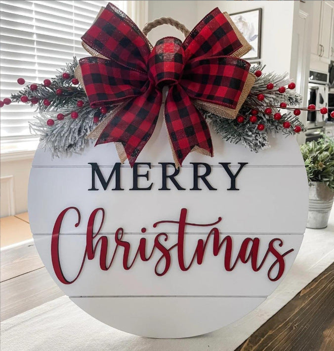 Christmas wooden board garland door decoration, view 8 - MRSLM
