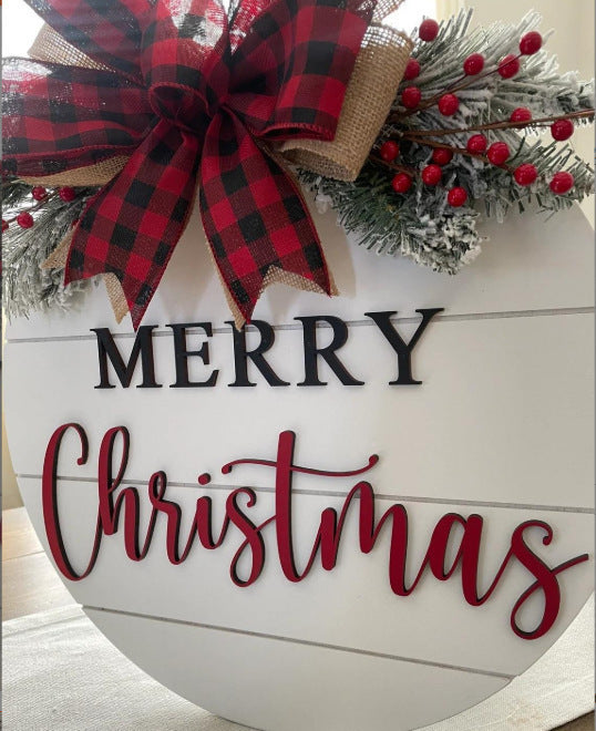 Christmas wooden board garland door decoration, view 9 - MRSLM