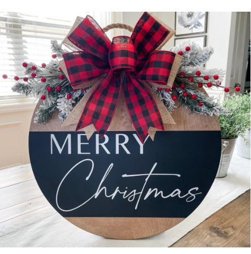 Christmas wooden board garland door decoration, view 10 - MRSLM