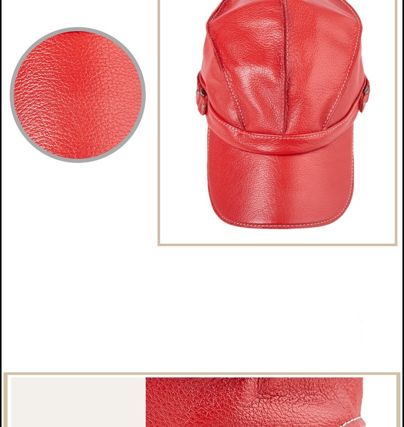Men's leather baseball cap with earmuffs, view 8 - MRSLM