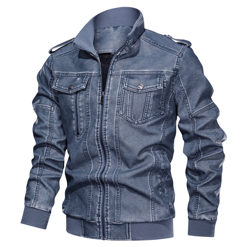 men's PU leather coat, view 9 - MRSLM