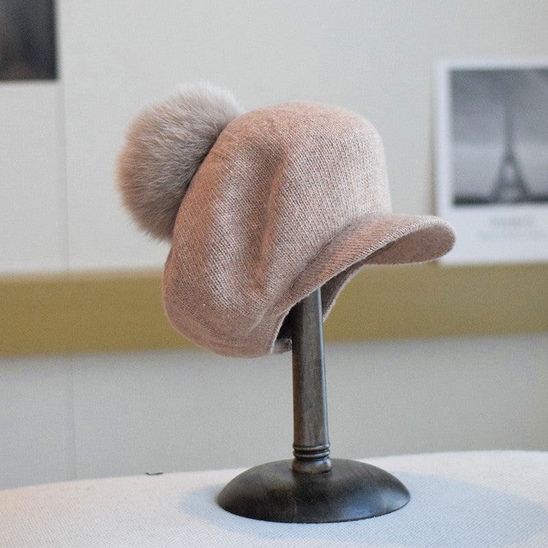 Soft Knitted Wool Ball Beret Retro Korean Type Hat