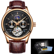 Men's automatic mechanical leather strap watch, view 5 - MRSLM