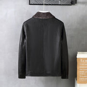 men's faux leather lapel coat, view 3 - MRSLM