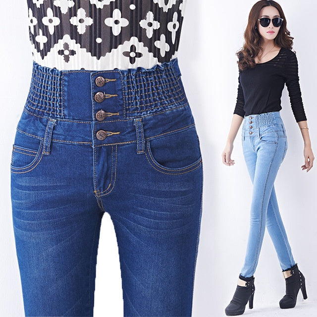 High-waisted Stretch Elastic Waist Pants