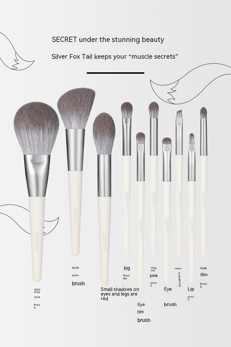 fox tail makeup brush set 10 pieces, view 10 - MRSLM